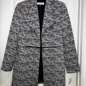 Jones Studio Black and White Jacquard Women's Jacket with Zipper Detailing